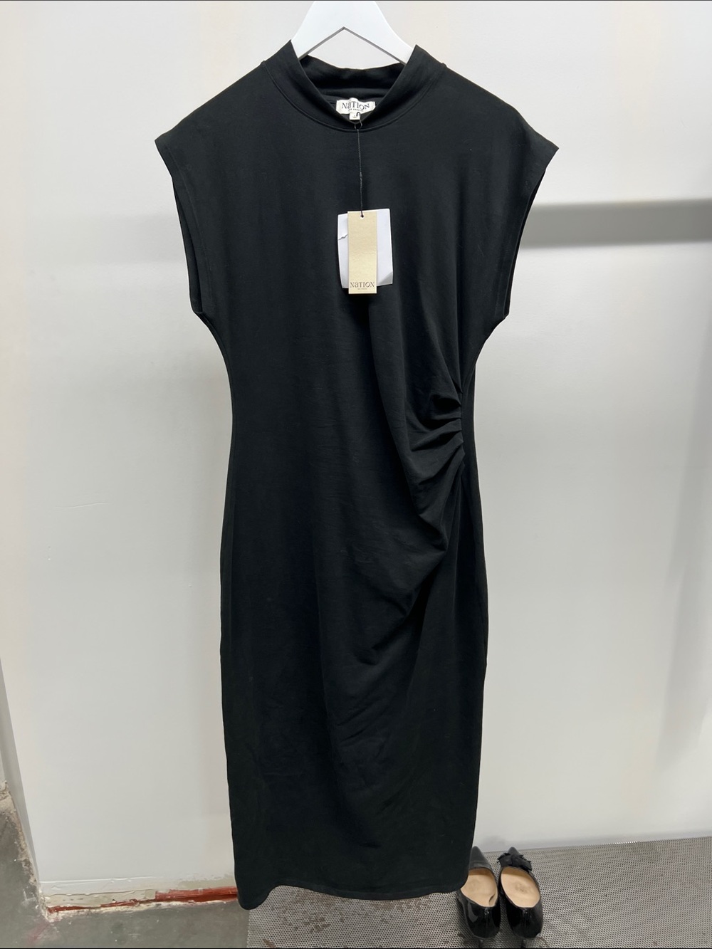 Nation Black Sleeveless Ruched Maxi Dress